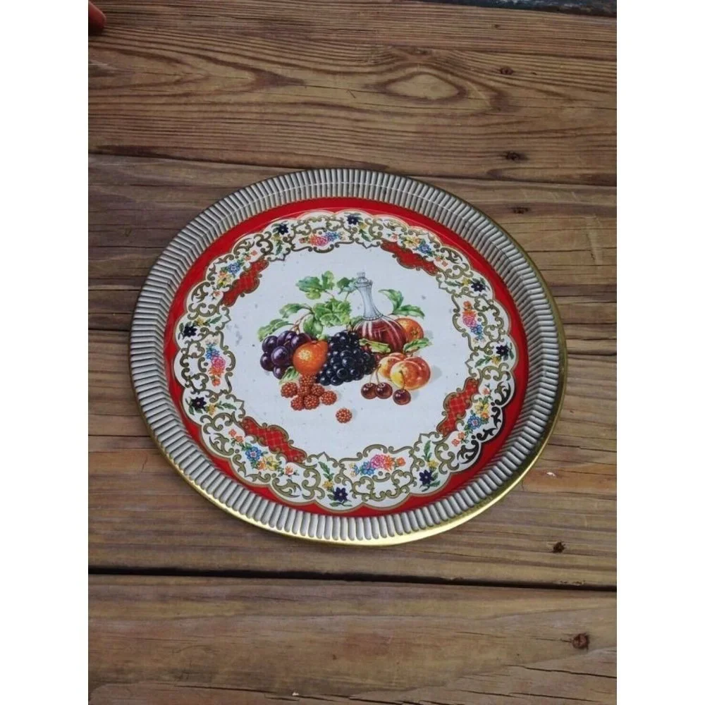 Vintage Serving Tray Daher Decorated Ware Made in England Floral Wine Jug